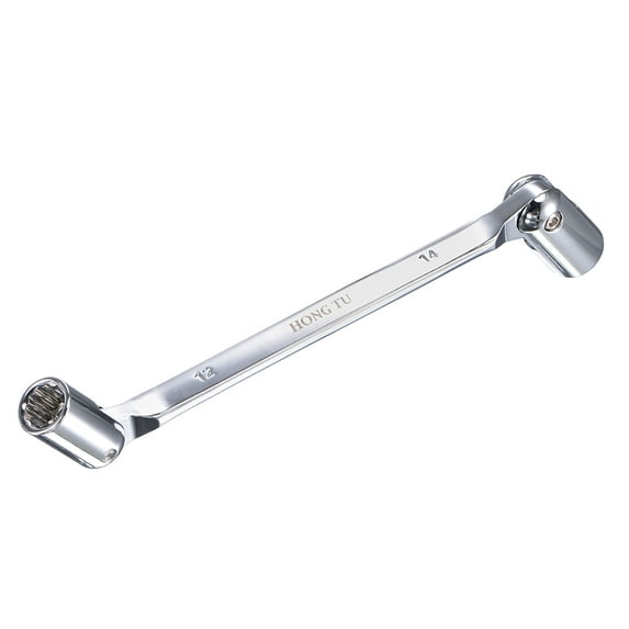 Uxcell 12 Point Flexible Head Socket Wrench, 12mm x 14mm Metric Double Swivel Box End, CR-V