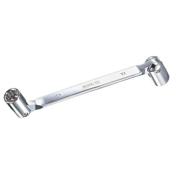 Uxcell 12 Point Flexible Head Socket Wrench, 14mm x 17mm Metric Double Swivel Box End, CR-V