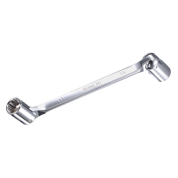 Uxcell 12 Point Flexible Head Socket Wrench, 17mm x 19mm Metric Double Swivel Box End, CR-V