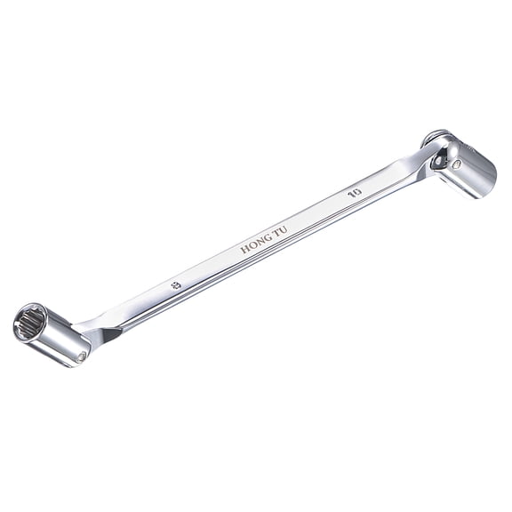 Uxcell 12 Point Flexible Head Socket Wrench, 8mm x 10mm Metric Double Swivel Box End, CR-V