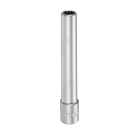 Uxcell 12 Points Deep Socket 3/8" Drive 10mm Nickel Plating Flip Sleeve 4.7" Long