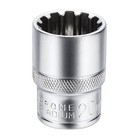 Uxcell 12 Points Socket 1/2" Drive 20mm Metric Shallow Socket 1.5" (38mm) Long CR-V Steel Nickel Plating for Home Auto Nuts Bolts Repair