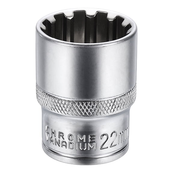 Uxcell 12 Points Socket 1/2" Drive 22mm Metric Shallow Socket 1.6" (40mm) Long CR-V Steel Nickel Plating for Home Auto Nuts Bolts Repair