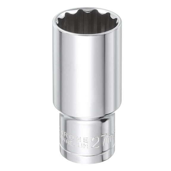 Uxcell 12 Points Socket 1/2" Drive 27mm Metric Deep Impact Socket