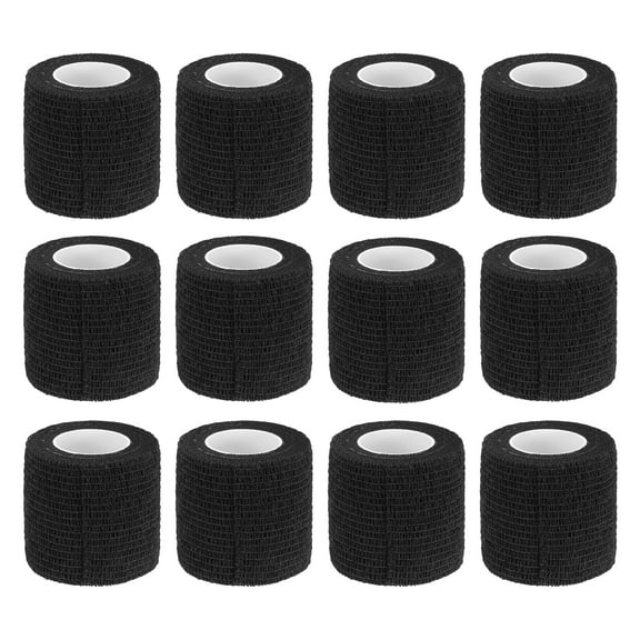 Uxcell 12 Rolls Adhesive Elastic Tape Elastic Bandage,2" x 5 Yards Wrap Stretch Wrist Knee Tape,Black