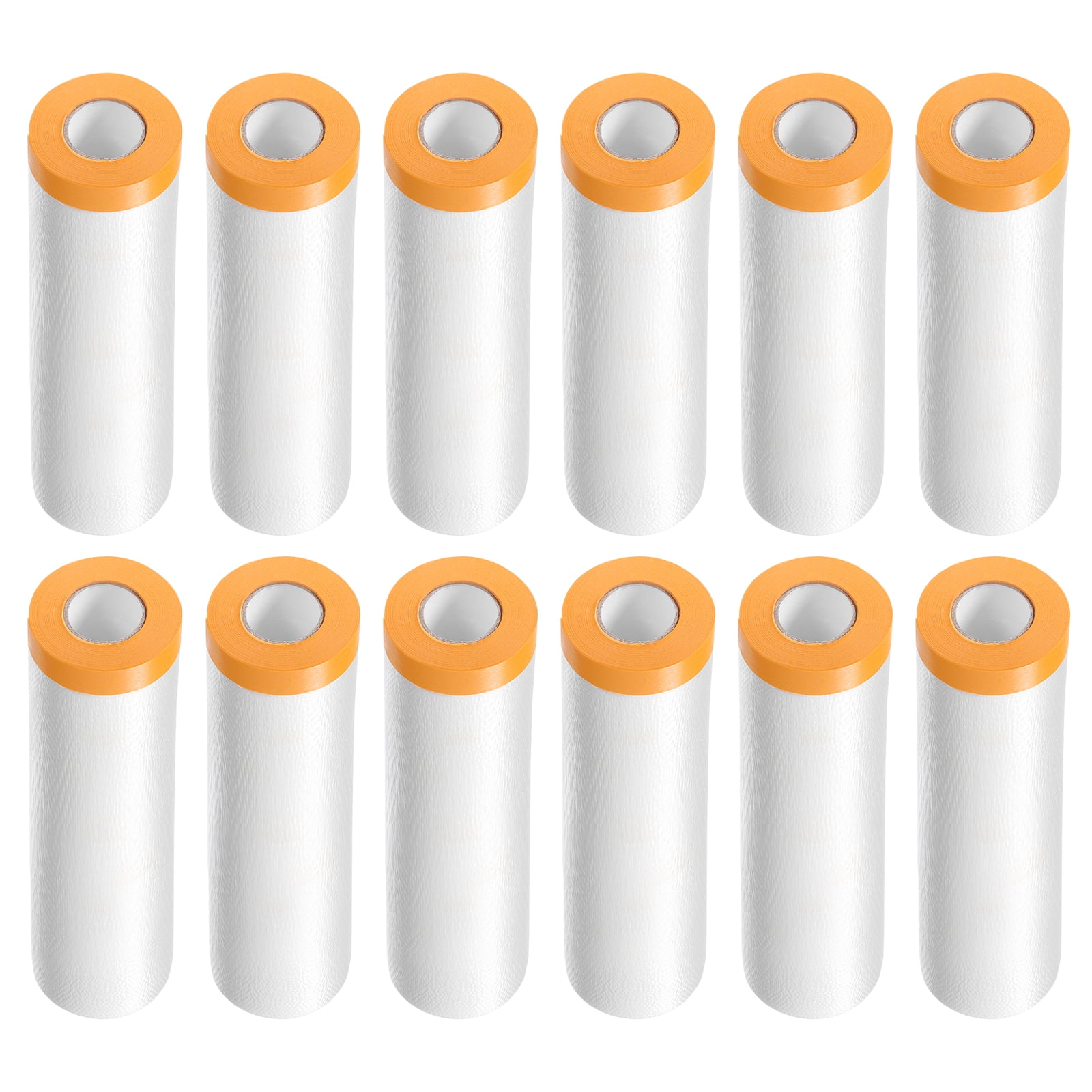 Uxcell 12 Rolls Pre-Taped Masking Film 106.3"x65.6ft Tape and Drape Painters Plastic Drop Cloth Film