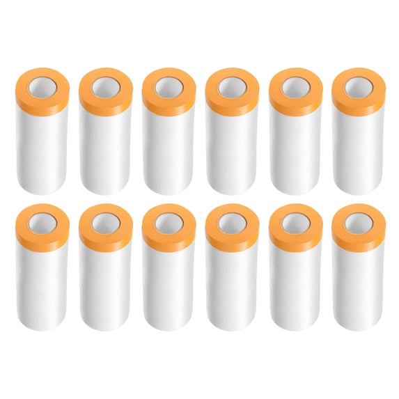 Uxcell 12 Rolls Pre-Taped Masking Film 35.4"x65.6ft Tape and Drape Painters Plastic Drop Cloth Film