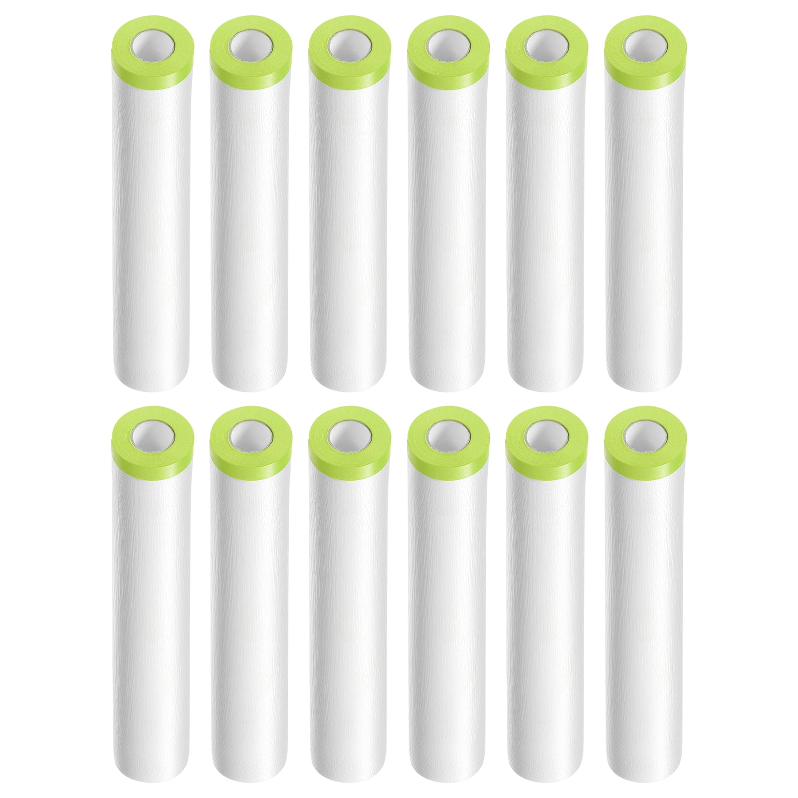 Uxcell 12 Rolls Pre-Taped Masking Film 70.9"x65.6ft Tape and Drape Painters Plastic Drop Cloth Film, Green