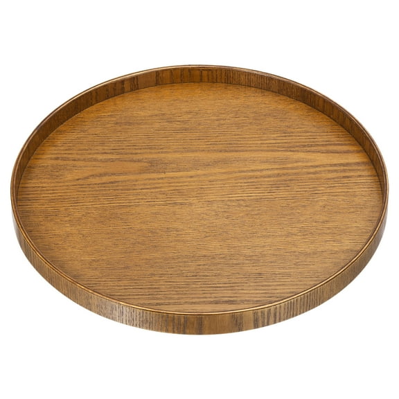Uxcell 12" Round Wood Serving Tray Decorative Platter Home Kitchen Candle, Brown