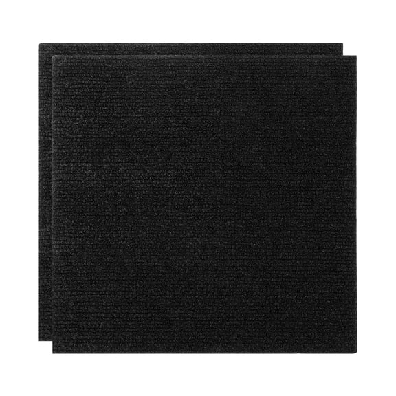 Uxcell 12" Self Adhesive Carpet Tile, 2 Pcs Small Area Square Polyester Rug Anti-Slip Reusable Peel and Stick Carpet Locker Rug Locker for Tabletop Background Decoration, Black