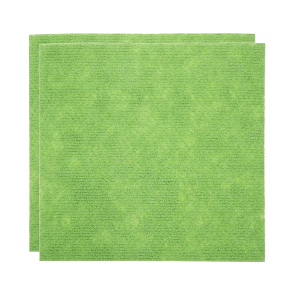 Uxcell 12" Self Adhesive Carpet Tile, 2 Pcs Small Area Square Polyester Rug Anti-Slip Reusable Peel and Stick Carpet Locker Rug Locker for Tabletop Background Decoration, Light Green