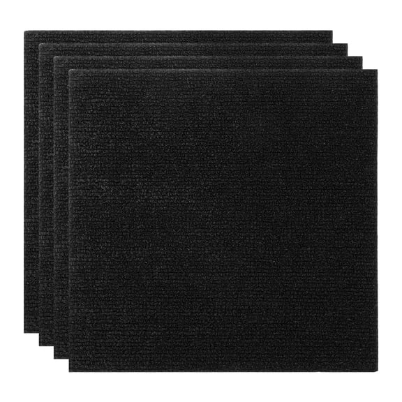 Uxcell 12" Self Adhesive Carpet Tile, 4 Pcs Small Area Square Polyester Rug Anti-Slip Reusable Peel and Stick Carpet Locker Rug Locker for Tabletop Background Decoration, Black