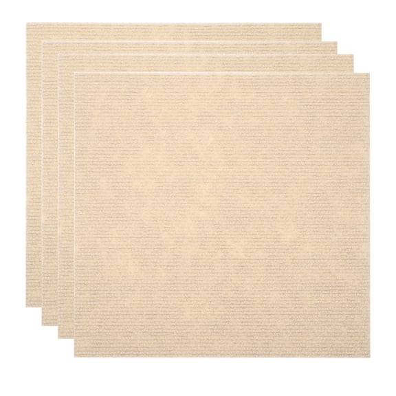Uxcell 12" Self Adhesive Carpet Tile, 4 Pcs Small Area Square Polyester Rug Anti-Slip Reusable Peel and Stick Carpet Locker Rug Locker for Tabletop Background Decoration, Khaki