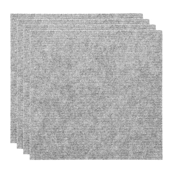 Uxcell 12" Self Adhesive Carpet Tile, 4 Pcs Small Area Square Polyester Rug Anti-Slip Reusable Peel and Stick Carpet Locker Rug Locker for Tabletop Background Decoration, Light Gray