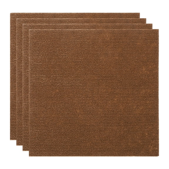 Uxcell 12" Self Adhesive Carpet Tile, 4 Pcs Small Area Square Polyester Rug Anti-Slip Reusable Peel and Stick Carpet Locker Rug Locker for Tabletop Background Decoration, Brown