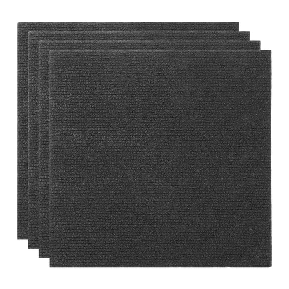Uxcell 12" Self Adhesive Carpet Tile, 4 Pcs Small Area Square Polyester Rug Anti-Slip Reusable Peel and Stick Carpet Locker Rug Locker for Tabletop Background Decoration, Dark Gray