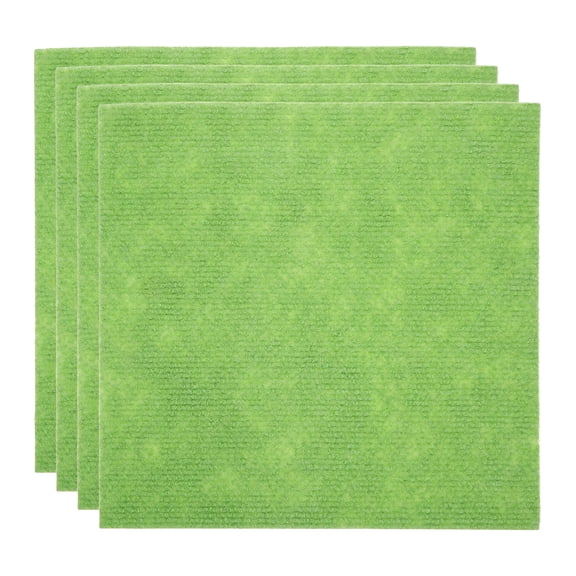 Uxcell 12" Self Adhesive Carpet Tile, 4 Pcs Small Area Square Polyester Rug Anti-Slip Reusable Peel and Stick Carpet Locker Rug Locker for Tabletop Background Decoration, Light Green