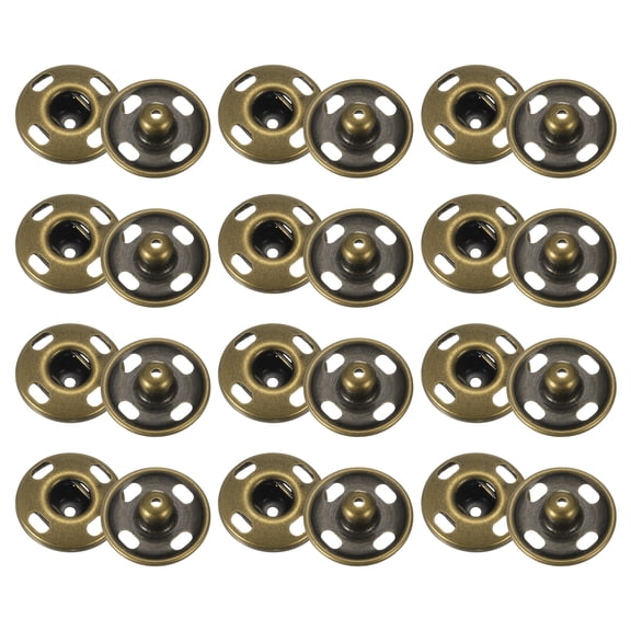 Uxcell 12 Set Sew-on Snap Buttons 17mm Metal Snap Fastener Buttons, Bronze