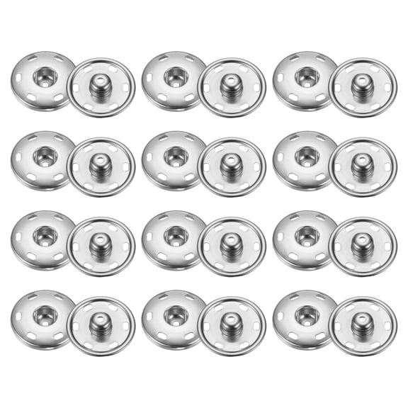 Uxcell 12 Set Sew-on Snap Buttons 21mm Metal Snap Fastener Buttons, White