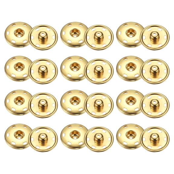 Uxcell 12 Set Sew-on Snap Buttons 23mm Metal Snap Fastener Buttons, Gold