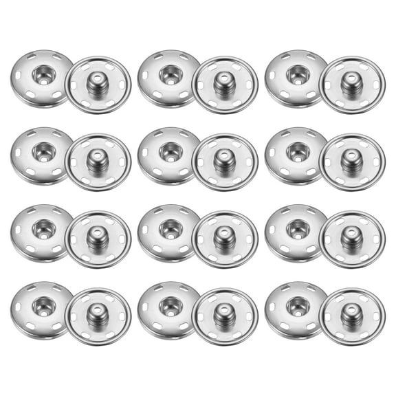 Uxcell 12 Set Sew-on Snap Buttons 25mm Metal Snap Fastener Buttons, White