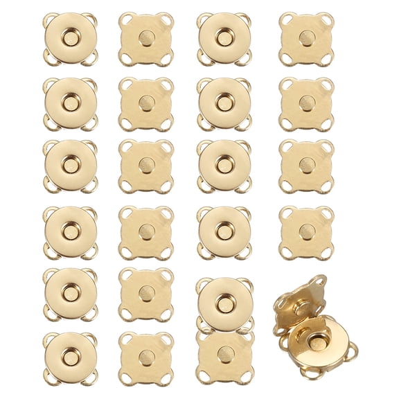 Uxcell 12 Sets Magnetic Snap Buttons, 10 mm Plum Blossom Sewing on Snaps Closures, Clasp Buttons Fasteners for Sewing Leather Purse Clothes DIY Craft, Rose Gold