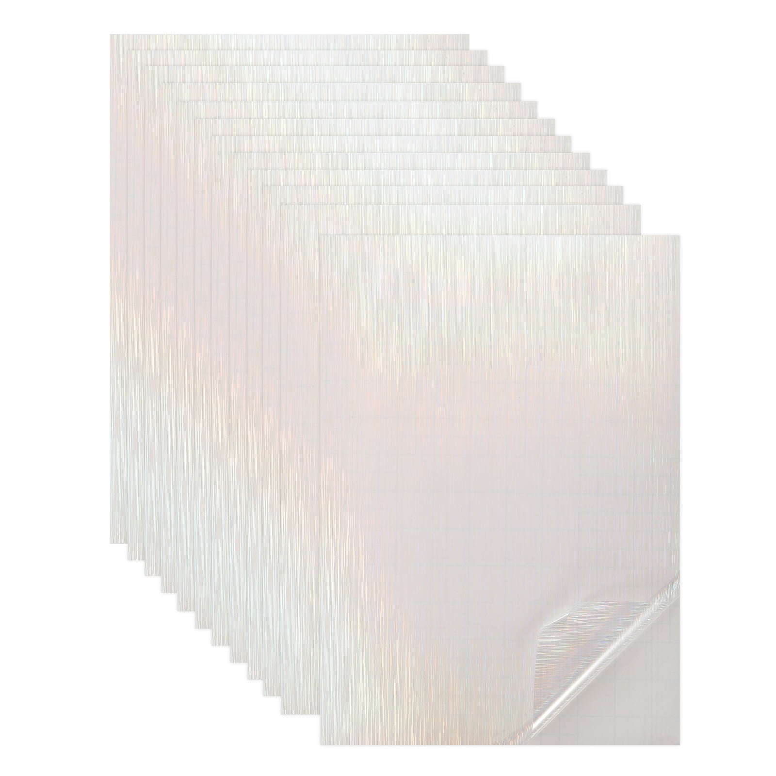 Uxcell 12 Sheets Holographic Sticker Paper, 8.3" x 11.7" Holographic Self-Adhesive A4 Transparent Waterproof Laminate Overlay Film for Photo Cards Scrapbook Decorations(Line)
