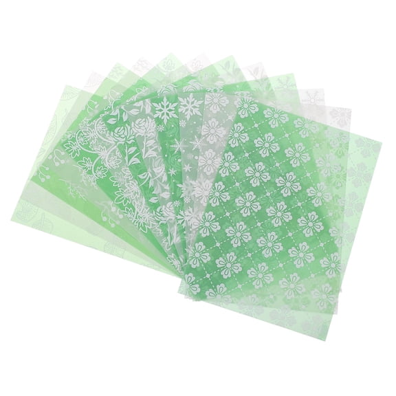 Uxcell 12 Sheets Scrapbook Textured Paper, Green Scrapbooking Paper with Translucent Pattern Sheet for Scrapbook Planner Book Card Junk Journal Supplies Card DIY Project, 3.9x5.5 Inch