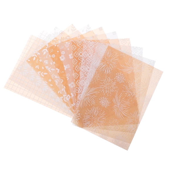 Uxcell 12 Sheets Scrapbook Textured Paper, Orange Scrapbooking Paper with Translucent Pattern Sheet for Scrapbook Planner Book Card Junk Journal Supplies Card DIY Project, 3.9x5.5 Inch