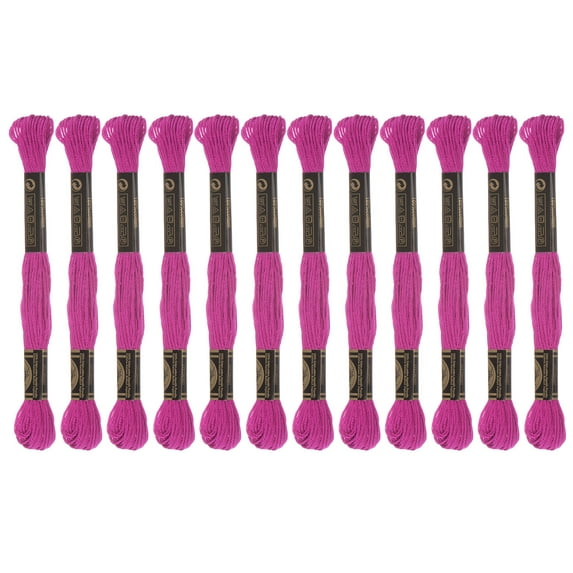 Uxcell 12 Skeins Embroidery Floss 8m Each Long Fiber Cotton Cross Stitch Thread Fuchsia