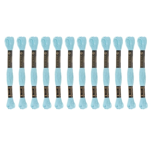 Uxcell 12 Skeins Embroidery Floss 8m Each Long Fiber Cotton Cross Stitch Thread Light Blue