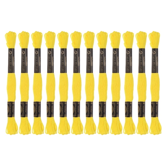 Uxcell 12 Skeins Embroidery Floss 8m Each Long Fiber Cotton Cross Stitch Thread Yellow