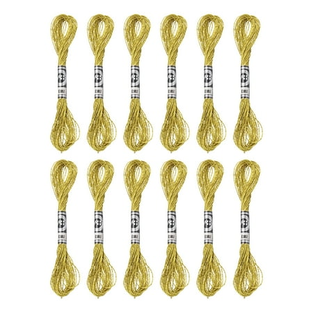 Uxcell 12 Skeins Embroidery Floss, Metallic Embroidery Thread Gold Tone