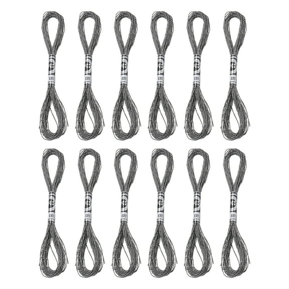 Uxcell 12 Skeins Embroidery Floss, Metallic Embroidery Thread Gray