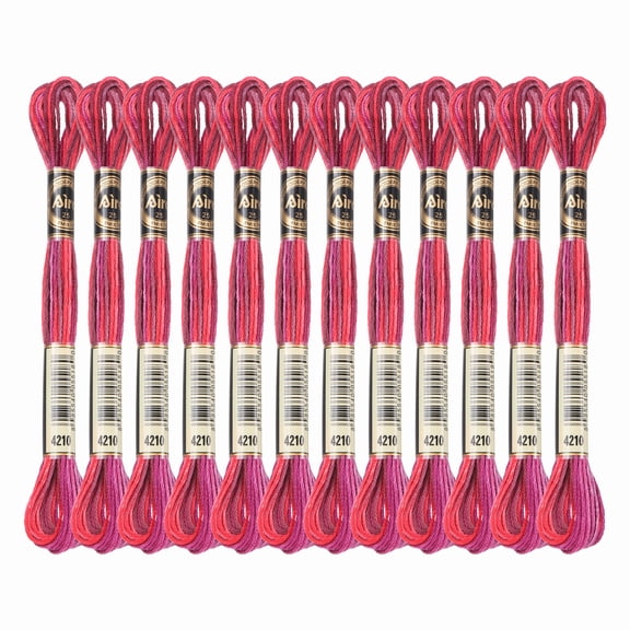 Uxcell 12 Skeins Embroidery Floss, Polyester Embroidery Threads Red Purple