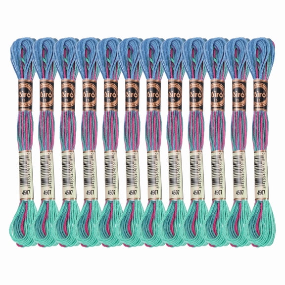 Uxcell 12 Skeins Embroidery Floss, Polyester Embroidery Threads Green Blue