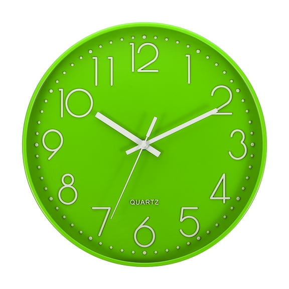 Uxcell 12" Wall Clock Battery Operated Silent Non Ticking Round Clock, Green