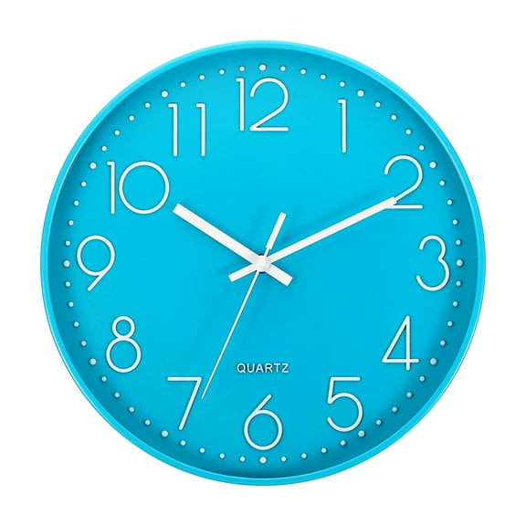 Uxcell 12" Wall Clock Battery Operated Silent Non Ticking Round Clock, Light Blue