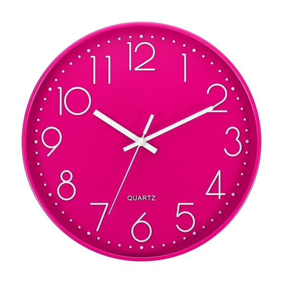 Uxcell 12" Wall Clock Battery Operated Silent Non Ticking Round Clock, Pink