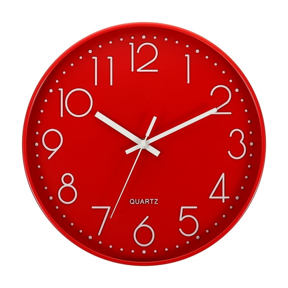 Uxcell 12" Wall Clock Battery Operated Silent Non Ticking Round Clock, Red