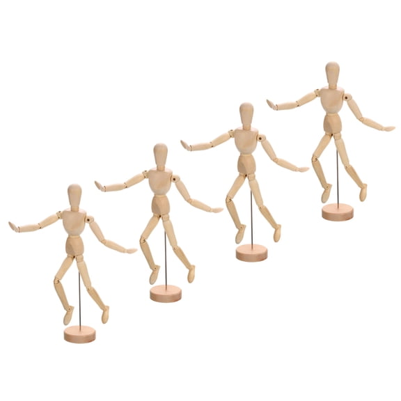 Uxcell 12" Wooden Mannequin Figure, Artist Drawing Manikin Model Flexible Movable 4Pack