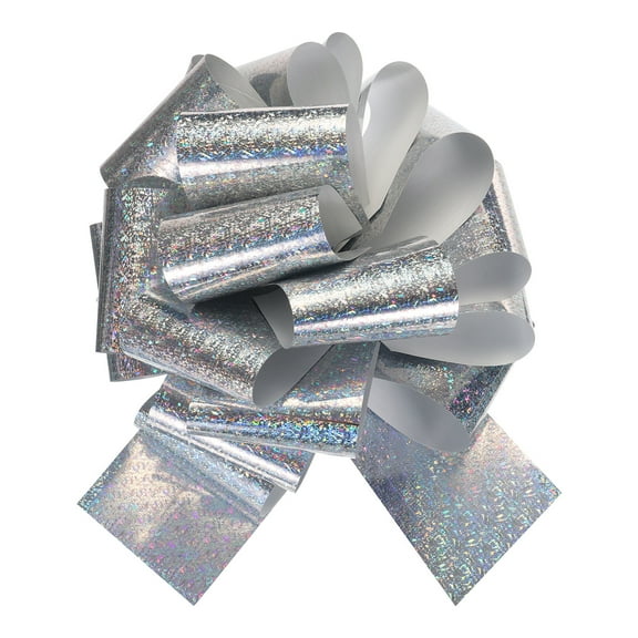 Uxcell 12 inch Giant Large Pull Bow Big Glitter Metallic Car Bows Ribbon for Wedding Presents Gift Wrapping, Silver