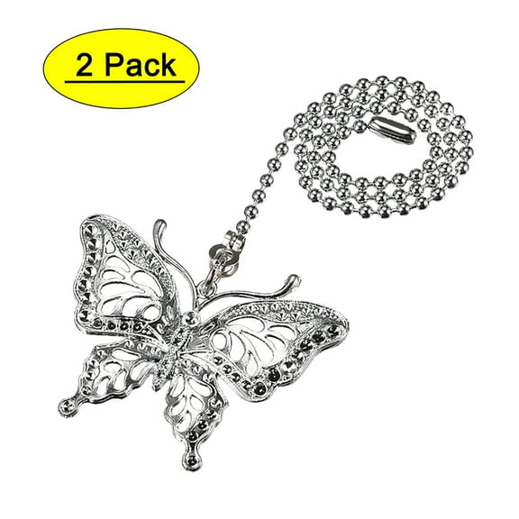 Uxcell 12 inch Pull Chain Butterfly Pendant Chromium Finish for Light Fan Lighting Accessories 2 Pack