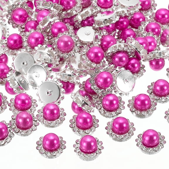 Uxcell 12 mm Pearl Sew on Rhinestones Metal Flatback Base Gems Crystals, Rose 100 Pcs