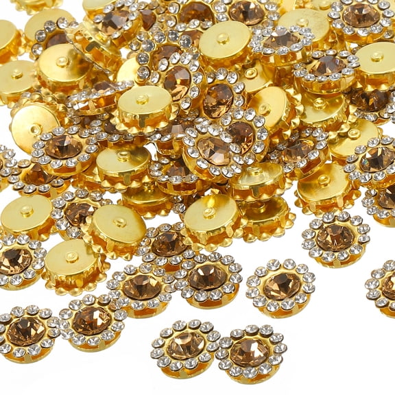 Uxcell 12 mm Sew on Rhinestones, Metal Base Flower Claw Gems Crystals,Brown 100 Pcs