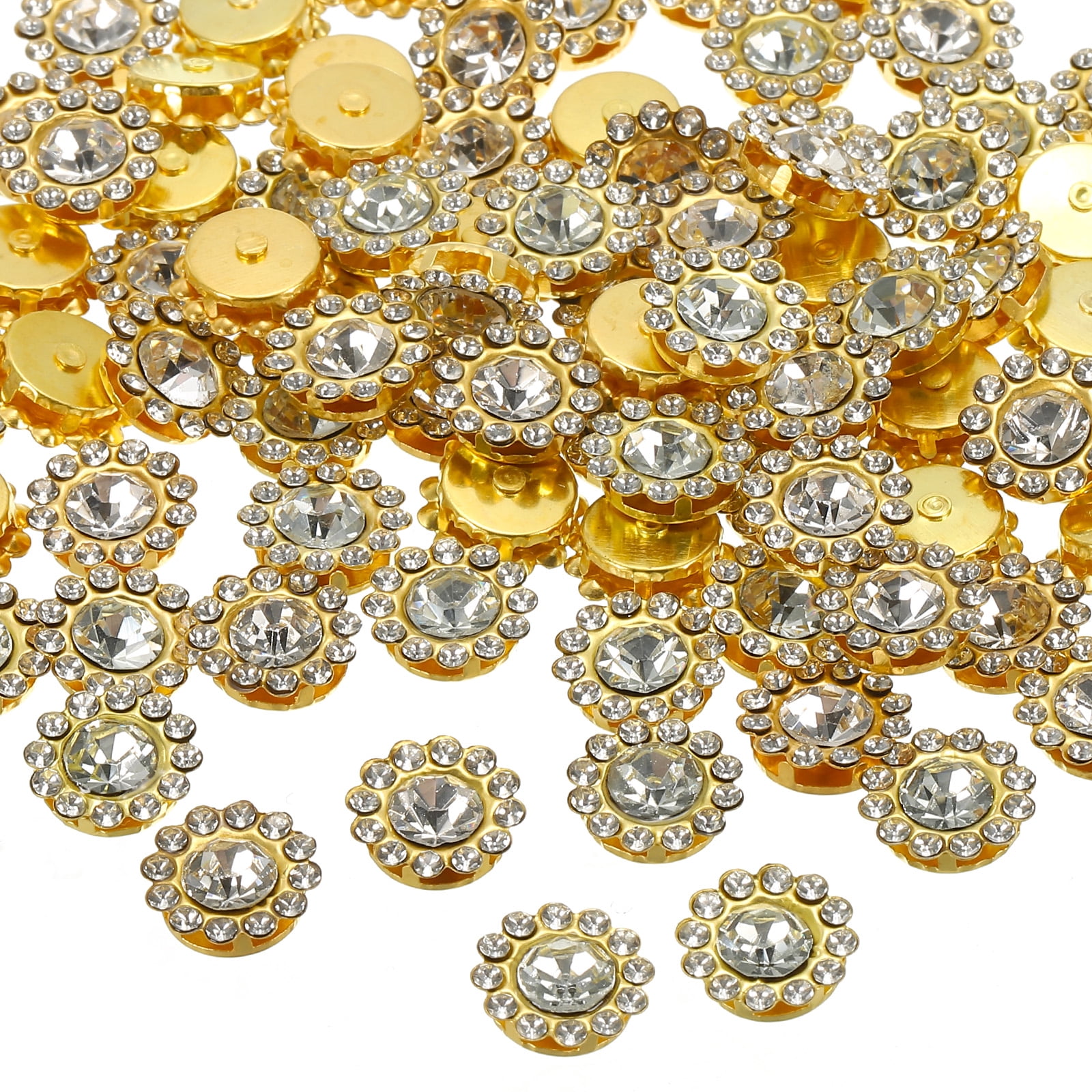Uxcell 12 mm Sew on Rhinestones, Metal Base Flower Claw Gems Crystals ...