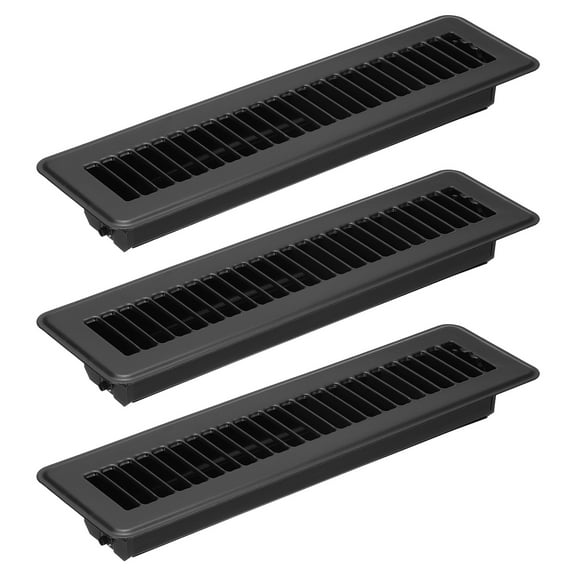 Uxcell 12 x 2 Inch Floor Register, 3pcs Heavy Duty Air Vent Cover Adjustable Floor Grates, Black