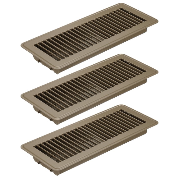 Uxcell 12 x 4 Inch Floor Register, 3pcs Heavy Duty Air Vent Cover Adjustable Floor Grates, Brown
