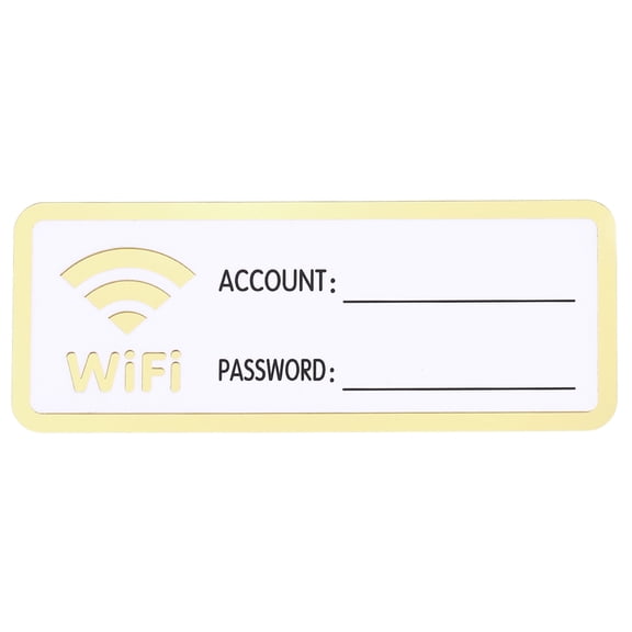 Uxcell 5" x 5" Wifi Password Sign, 1 Pcs Acrylic WiFi Sign Self Adhesive Writable Free Network Service Notice Board for Guest Room Host Home Office Hotel Restaurant Cafe, White Gold