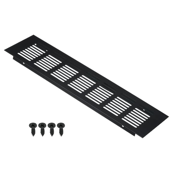 Uxcell 12"x3" Rectangle Air Vent Cover Door Grille Ventilation Cover Louvered with Screws for Cabinet Black
